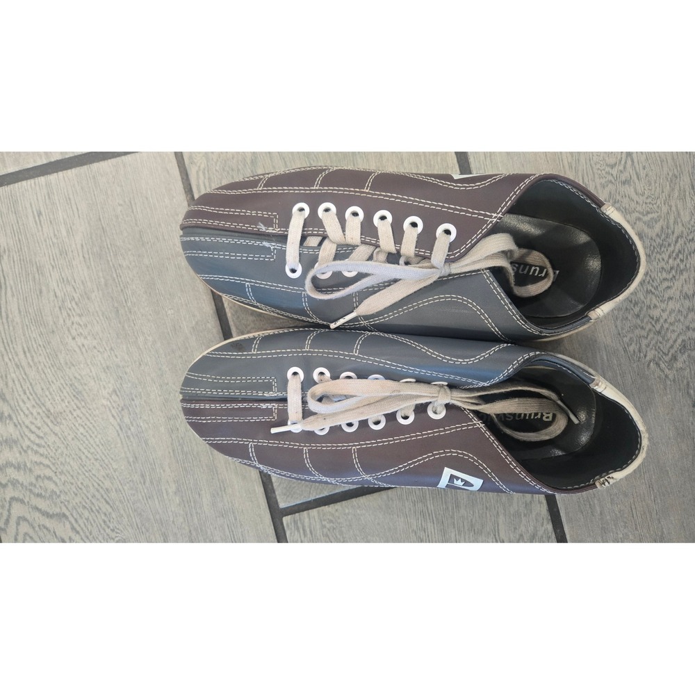 Brunswick Bowling Shoes Two Tone Brown Grey Leather Lace Up Mens 7 Womens 9